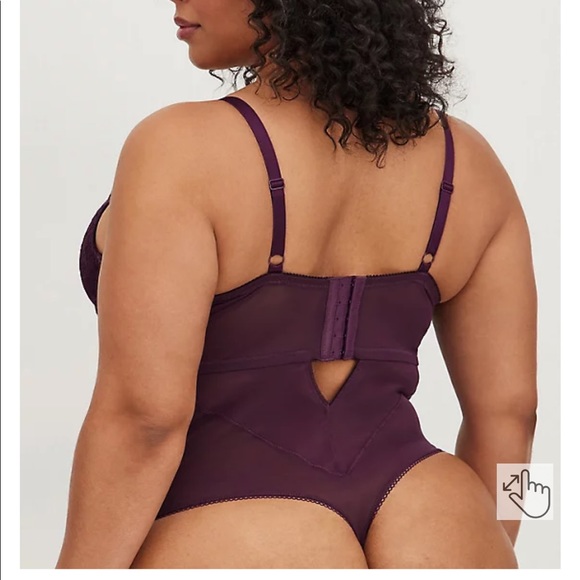 NWT Torrid unlined Lace Bodysuit BlackBerry Size 3 - Picture 2 of 5